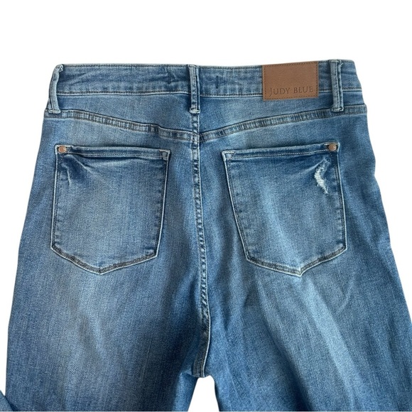 Judy Blue Women's High-Rise Tummy Control Destroyed Knee Straight Jeans Size 31 - Picture 8 of 11